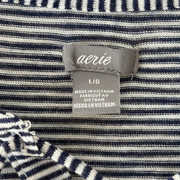 Aerie | lace up striped tee | size large - Picture 2 of 2